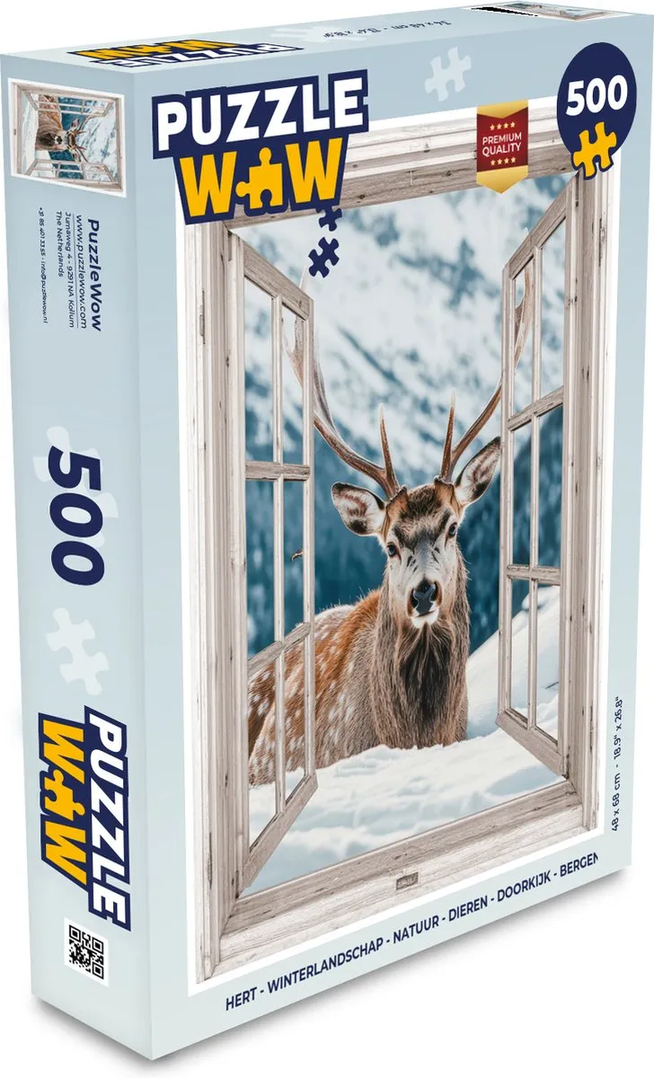 PuzzleWow Hert Winterlandschap Legpuzzel 500 Stuks