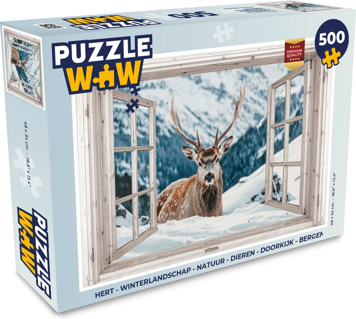 PuzzleWow Hert Winterlandschap Legpuzzel 500 Stuks