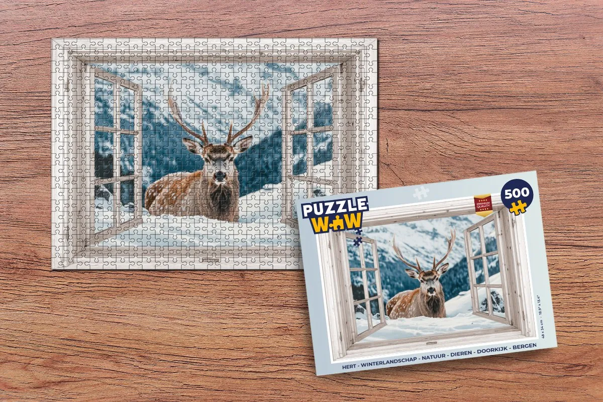 PuzzleWow Hert Winterlandschap Legpuzzel 500 Stuks