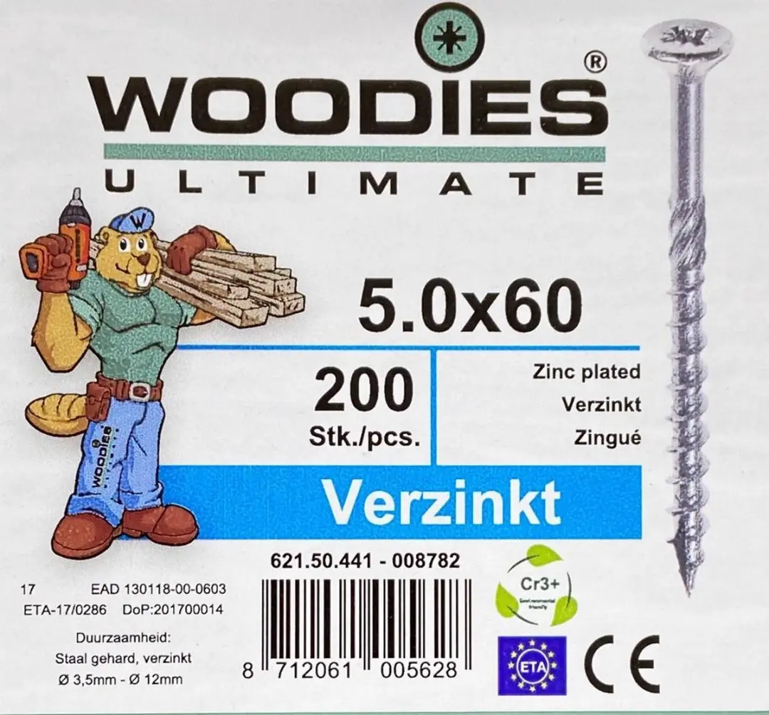 Woodies ultimate spaanplaatschroef 5x60mm