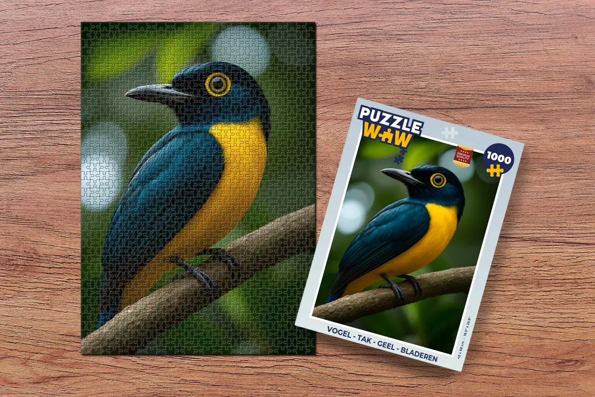 PuzzleWow Vogel op Tak Legpuzzel 1000 Stuks - Geel