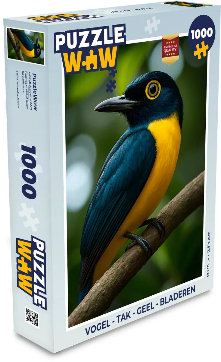 PuzzleWow Vogel op Tak Legpuzzel 1000 Stuks - Geel