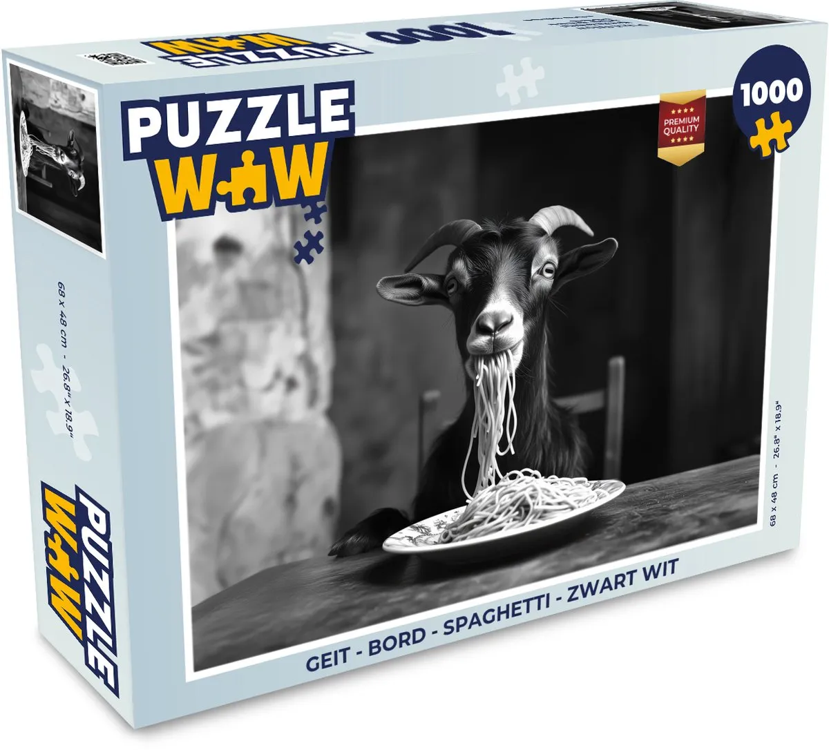 PuzzleWow Geit Legpuzzel 1000 Stuks - Zwart Wit