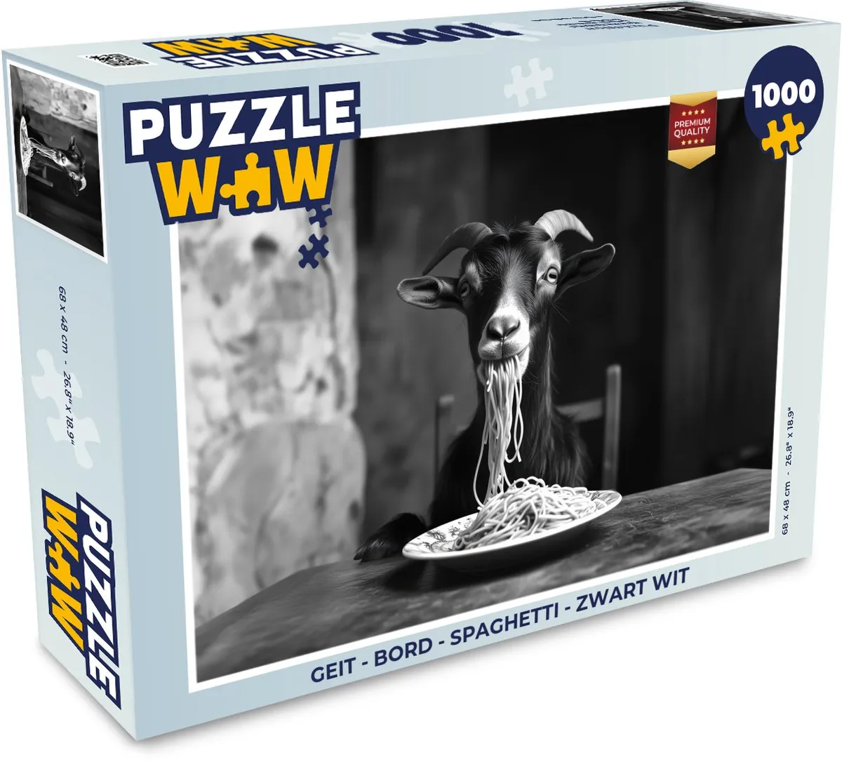 PuzzleWow Geit Legpuzzel 1000 Stuks - Zwart Wit