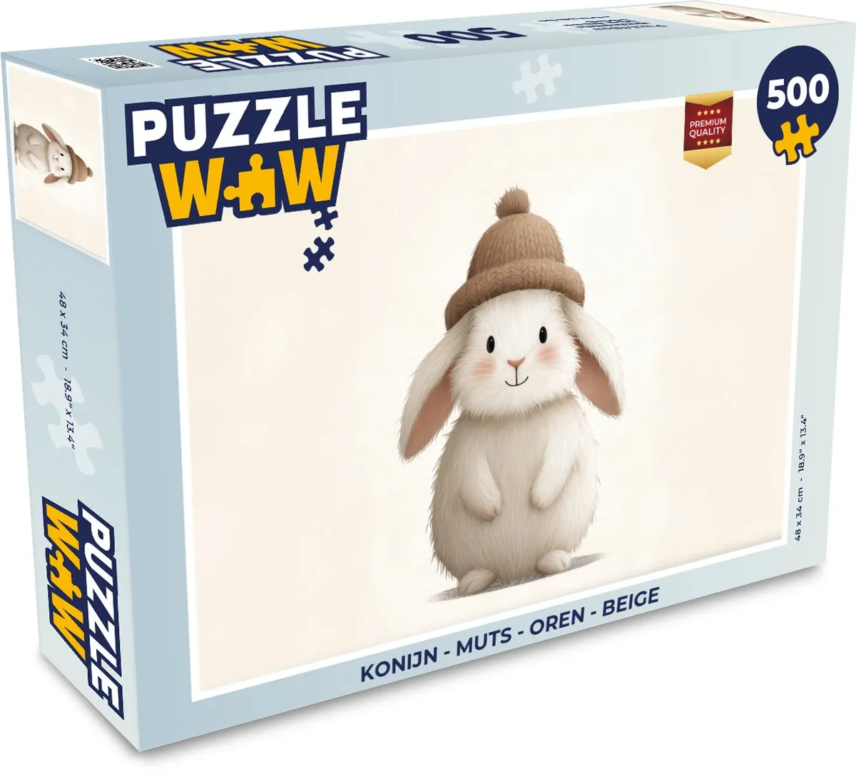 PuzzleWow Konijn Muts Legpuzzel 500 Stuks - Beige