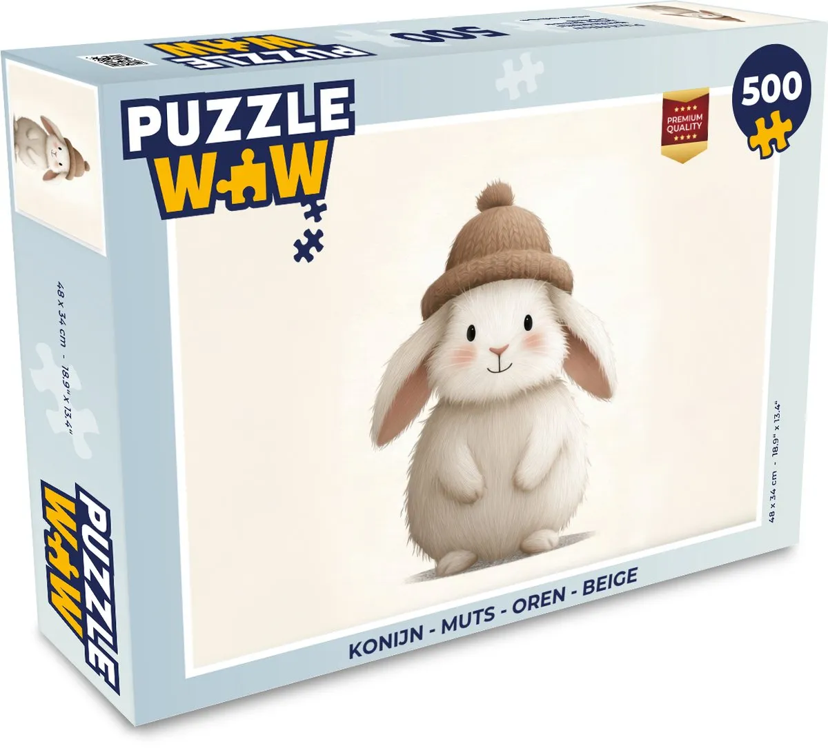 PuzzleWow Konijn Muts Legpuzzel 500 Stuks - Beige