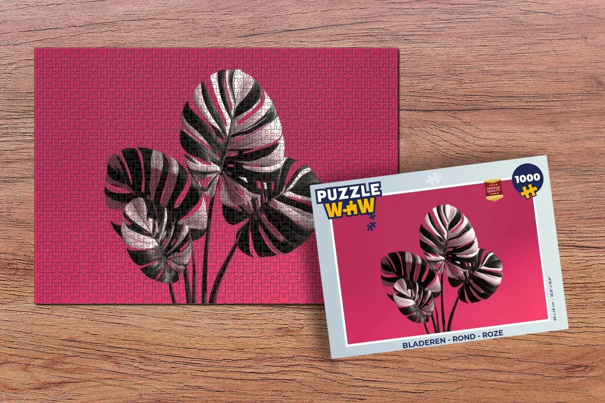PuzzleWow Bladeren Rond Legpuzzel 1000 Stuks - Roze