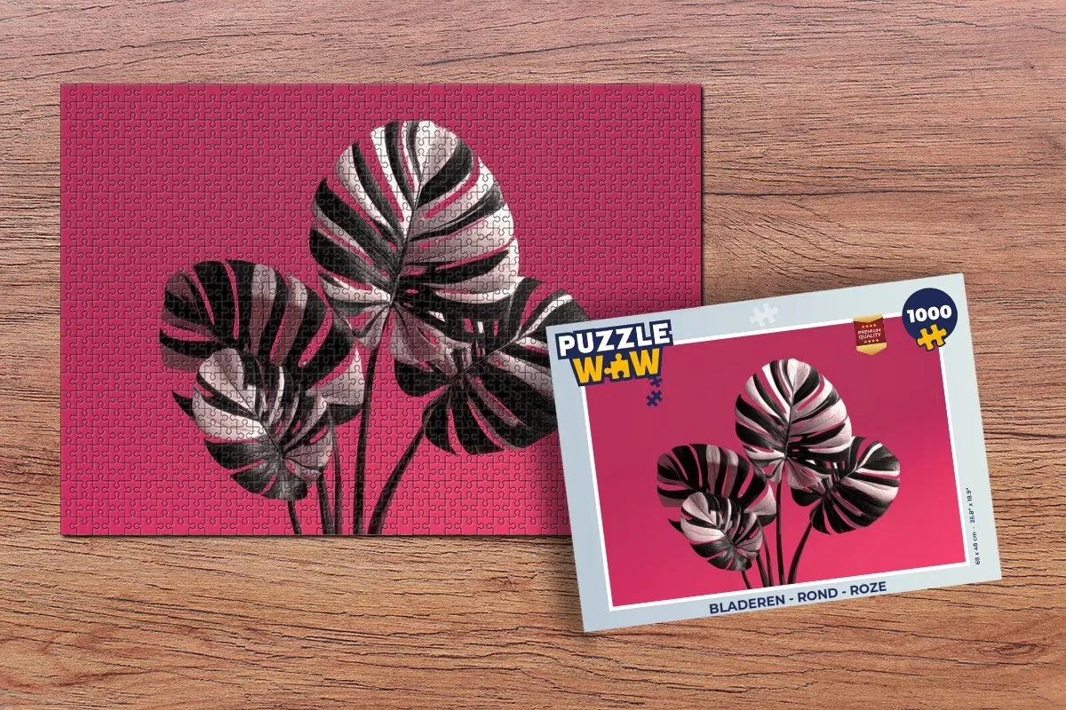 PuzzleWow Bladeren Rond Legpuzzel 1000 Stuks - Roze