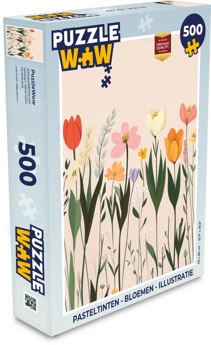 PuzzleWow Pasteltinten Bloemen Legpuzzel 500 Stuks
