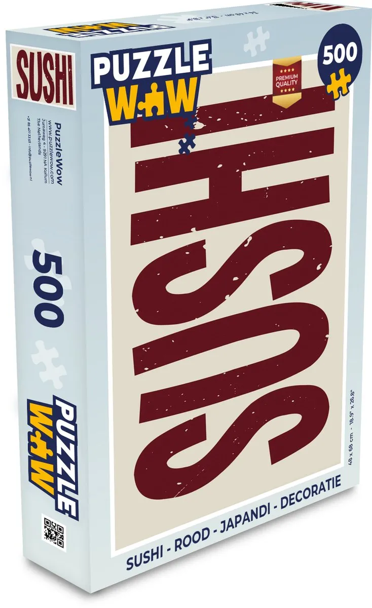 PuzzleWow Sushi Legpuzzel 500 Stuks - Rood/Beige