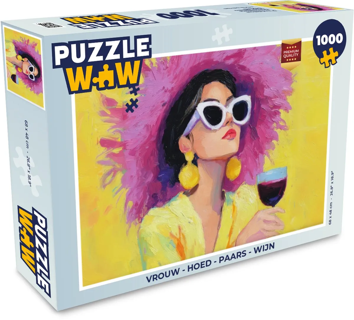 PuzzleWow Vrouw Hoed Wijn Legpuzzel 1000 Stuks - Paars