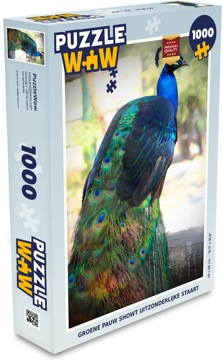 PuzzleWow Dieren Pauw Legpuzzel 1000 Stuks