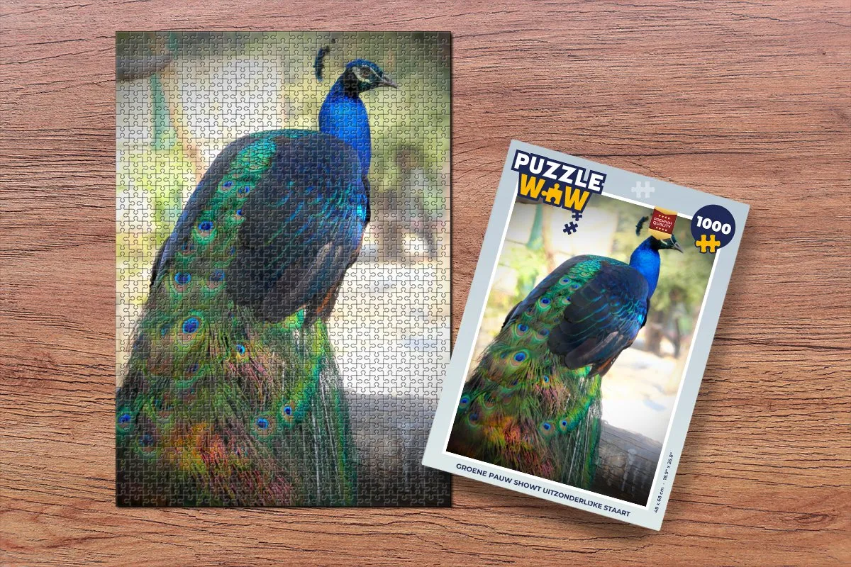 PuzzleWow Dieren Pauw Legpuzzel 1000 Stuks - Multicolor