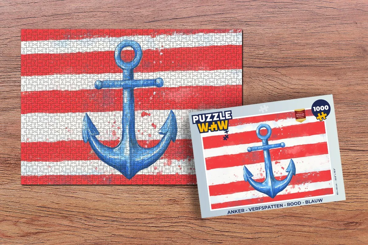 PuzzleWow Anker Legpuzzel 1000 Stuks - Rood/Blauw