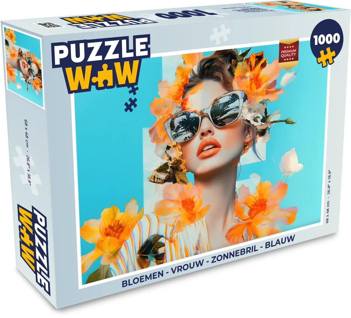 PuzzleWow Bloemen Zonnebril Vrouw Legpuzzel 1000 Stuks