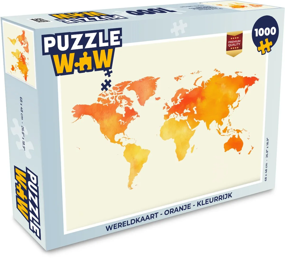 PuzzleWow Wereldkaart Legpuzzel 1000 Stuks - Oranje