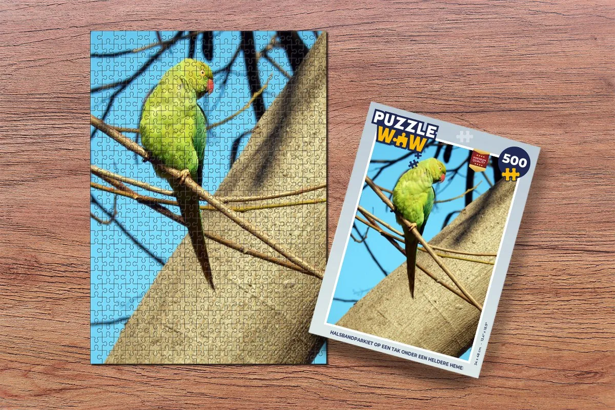 PuzzleWow Halsbandparkiet Legpuzzel 500 Stuks - Multicolor