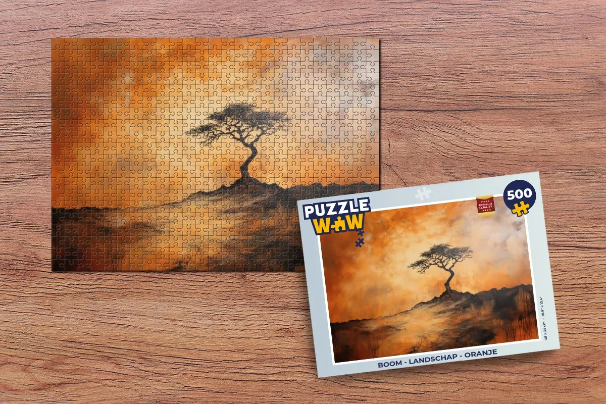 PuzzleWow Boom Landschap Puzzel 500 Stuks - Oranje