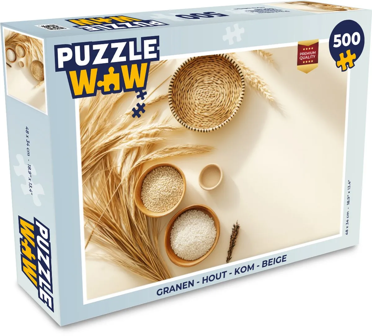 PuzzleWow Granen Houten Legpuzzel 500 Stuks - Beige