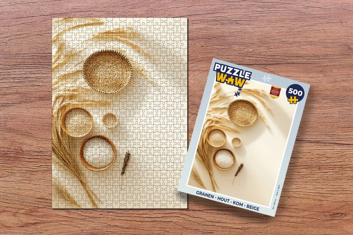 PuzzleWow Granen Houten Legpuzzel 500 Stuks - Beige