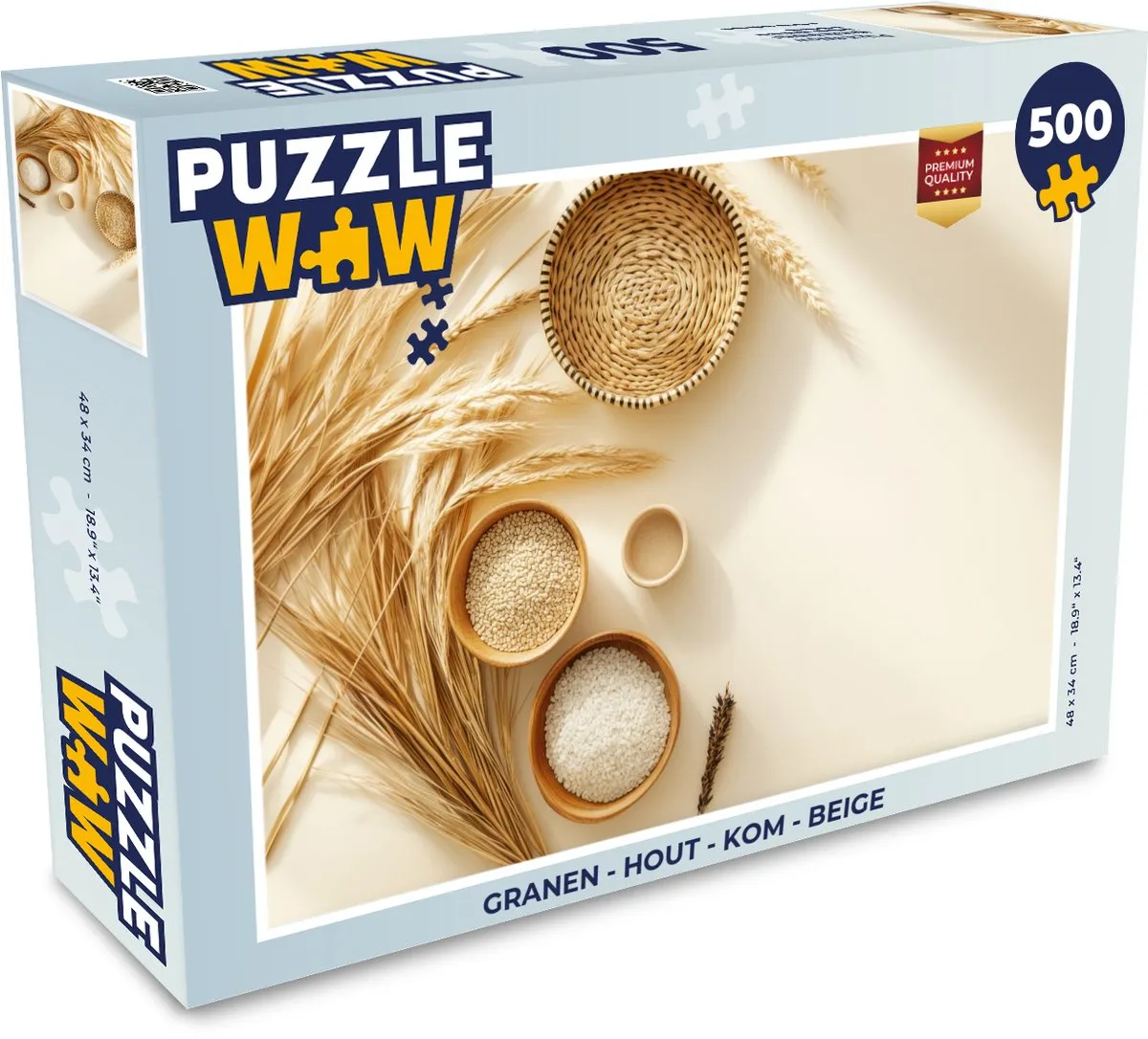 PuzzleWow Granen Houten Legpuzzel 500 Stuks - Beige