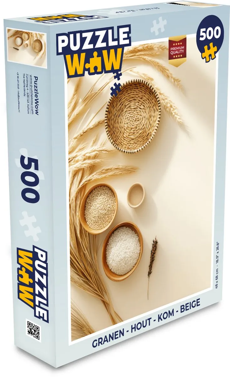 PuzzleWow Granen Houten Legpuzzel 500 Stuks - Beige