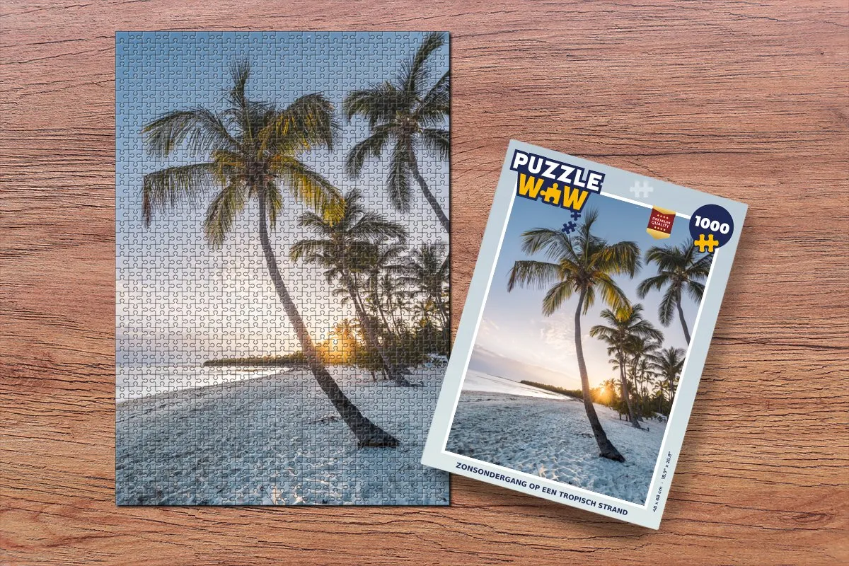PuzzleWow Strand - Zonsondergang Legpuzzel 1000 Stuks - Multicolor