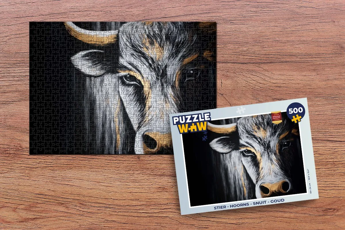 PuzzleWow Stier Hoorns Legpuzzel 500 Stuks - Goud