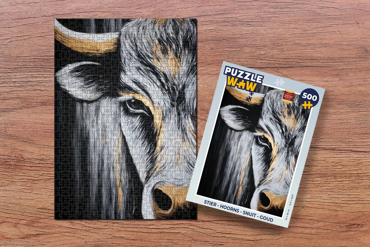 PuzzleWow Stier Hoorns Legpuzzel 500 Stuks - Goud