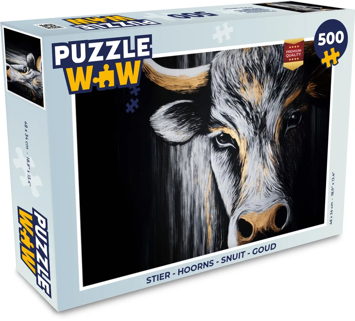 PuzzleWow Stier Hoorns Legpuzzel 500 Stuks - Goud