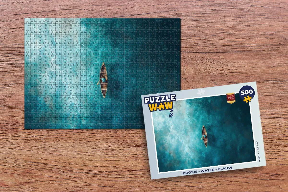PuzzleWow Bootje Water Legpuzzel 500 Stuks - Blauw