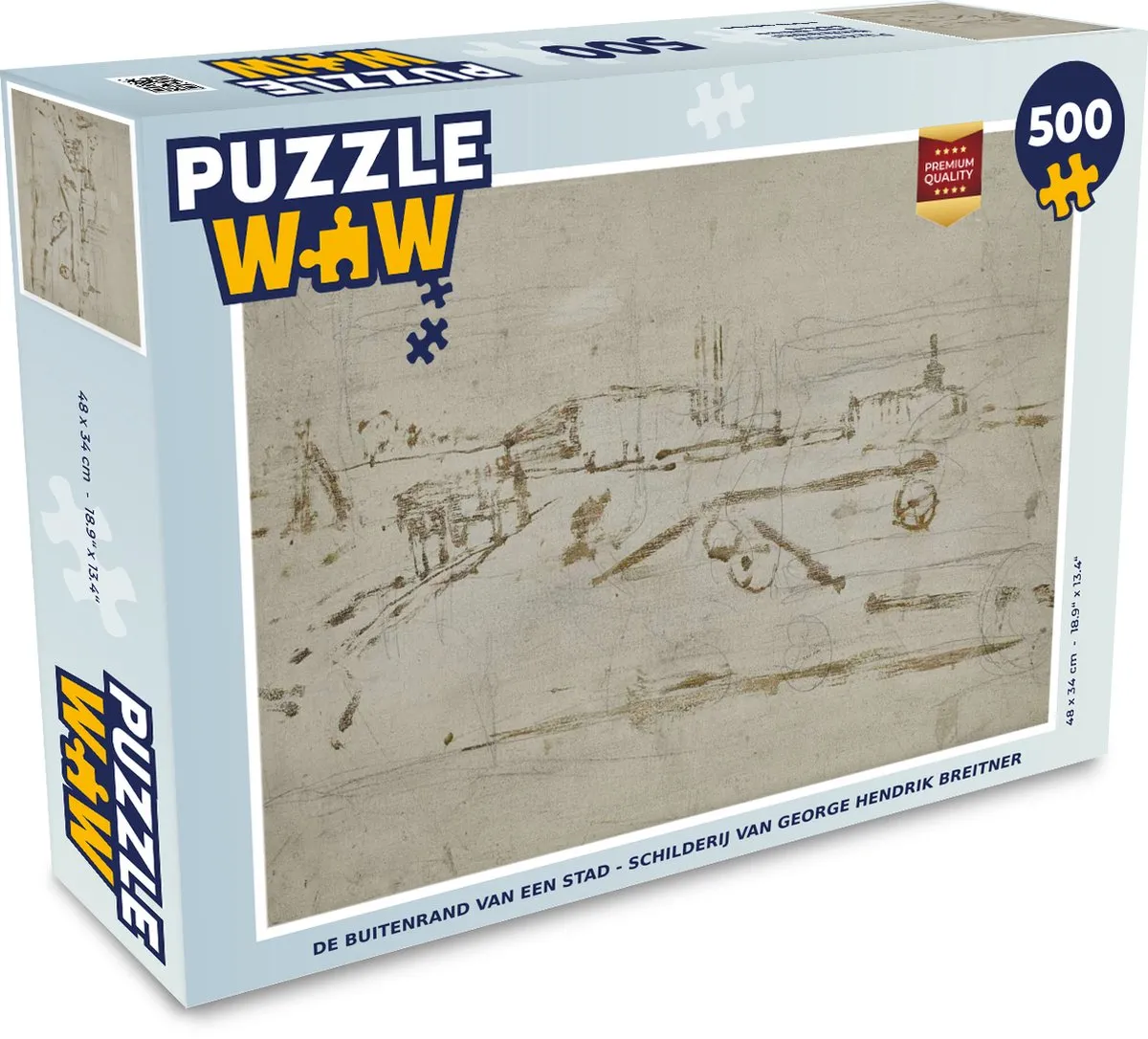 PuzzleWow Legpuzzel De buitenrand van een stad - George Hendrik Breitner - 500 Stuks - Multicolor