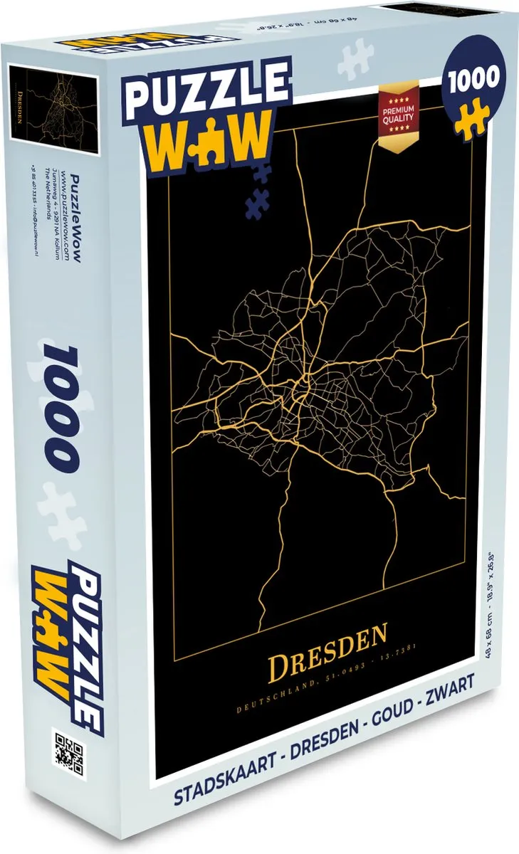 PuzzleWow Dresden Legpuzzel 1000 Stuks - Goud/Zwart