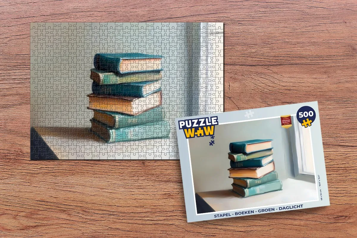 PuzzleWow Puzzel Stapel - Boeken 500 Stuks - Groen