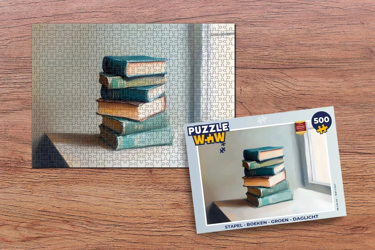 PuzzleWow Puzzel Stapel - Boeken 500 Stuks - Groen