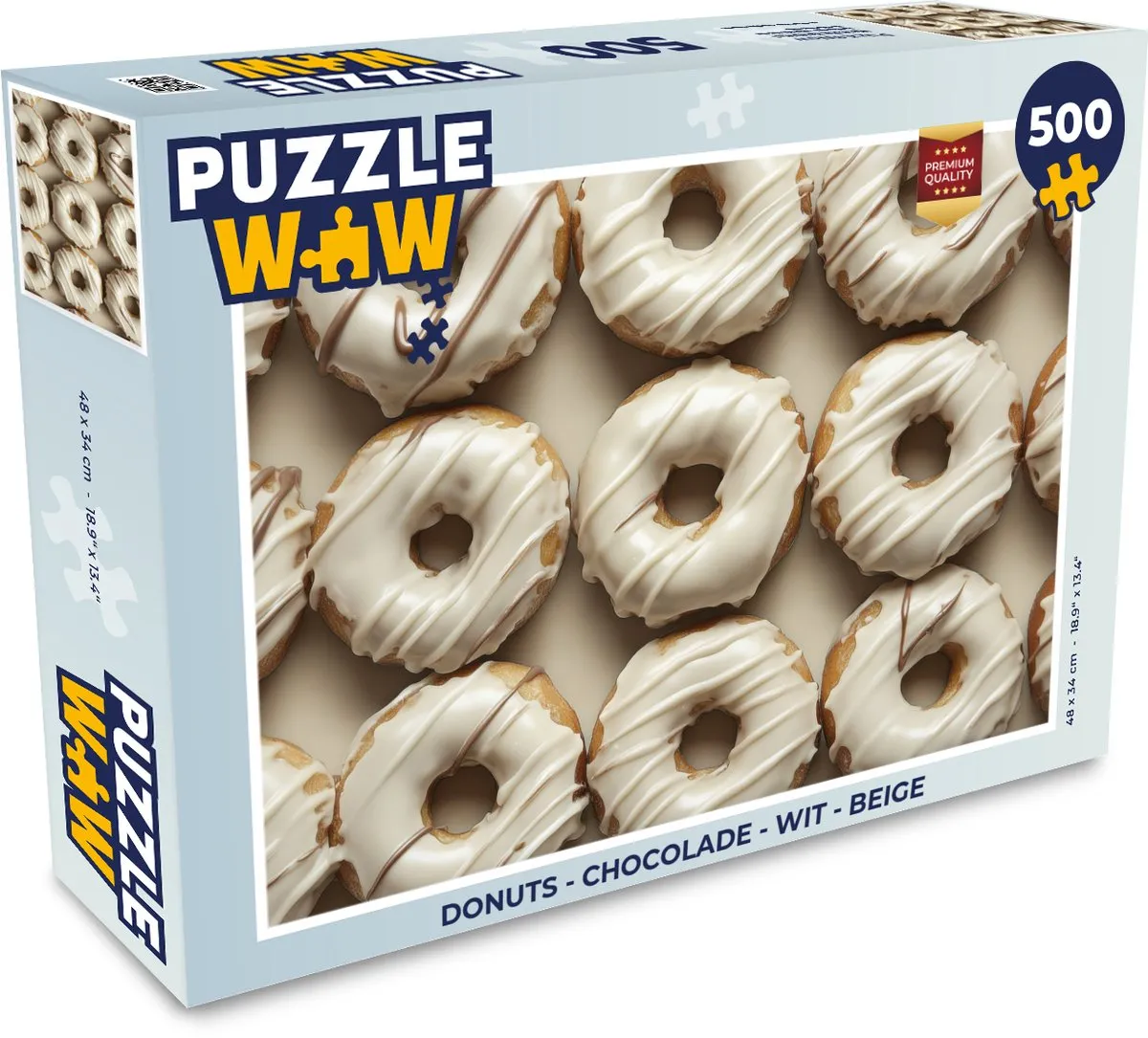 PuzzleWow Donuts Legpuzzel 500 Stuks - Chocolade/Wit/Beige