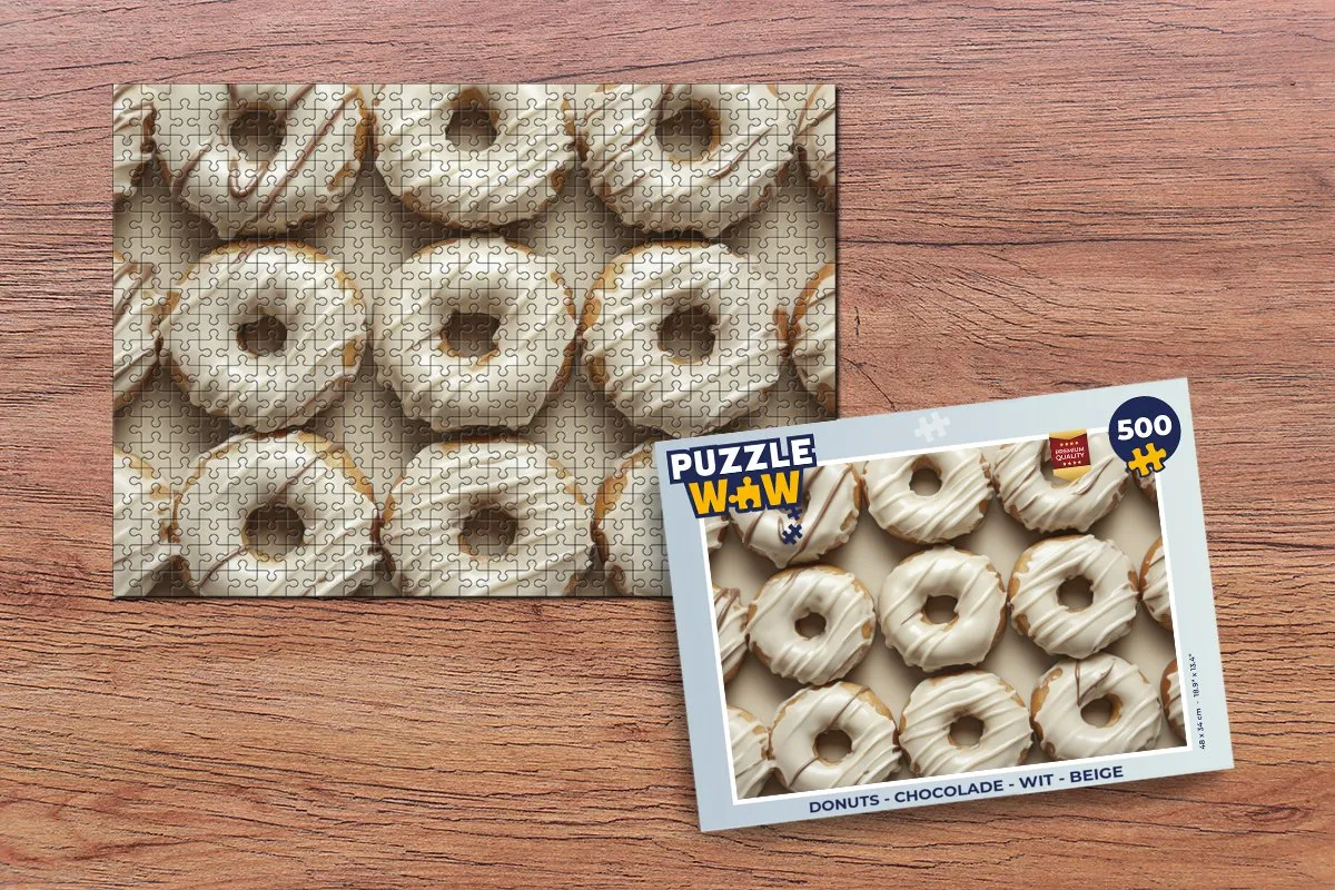 PuzzleWow Donuts Legpuzzel 500 Stuks - Chocolade/Wit/Beige