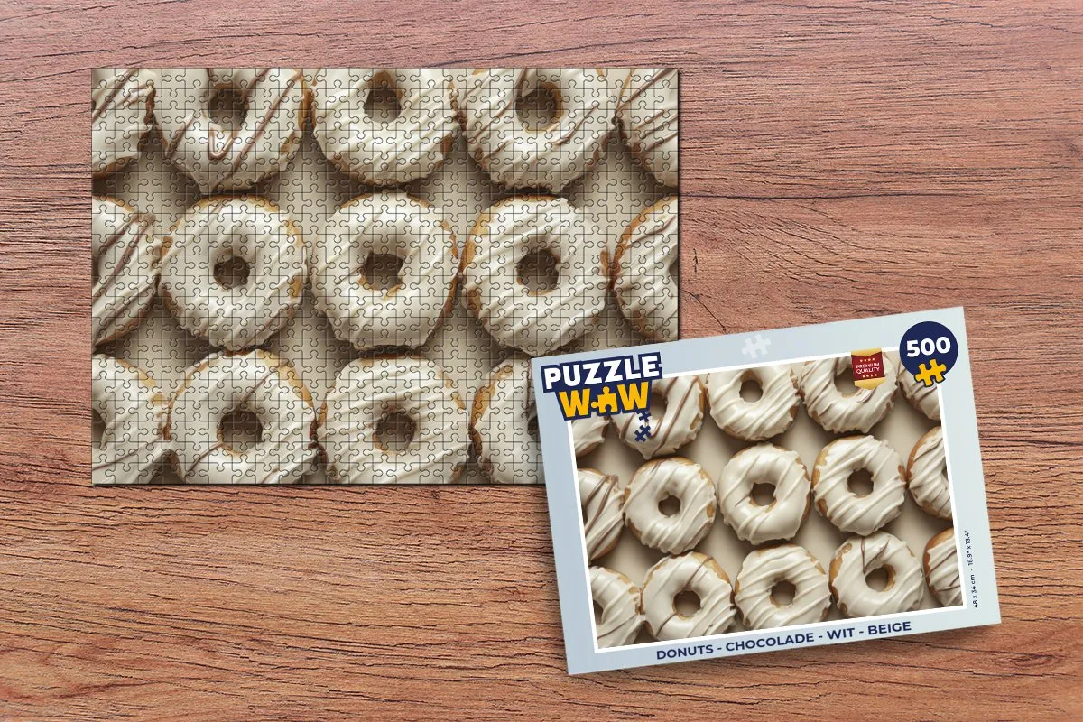 PuzzleWow Donuts Legpuzzel 500 Stuks - Chocolade/Wit/Beige