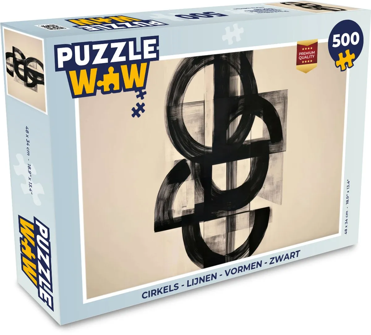 PuzzleWow Cirkels - Lijnen - Vormen Puzzel 1000 Stuks - Zwart