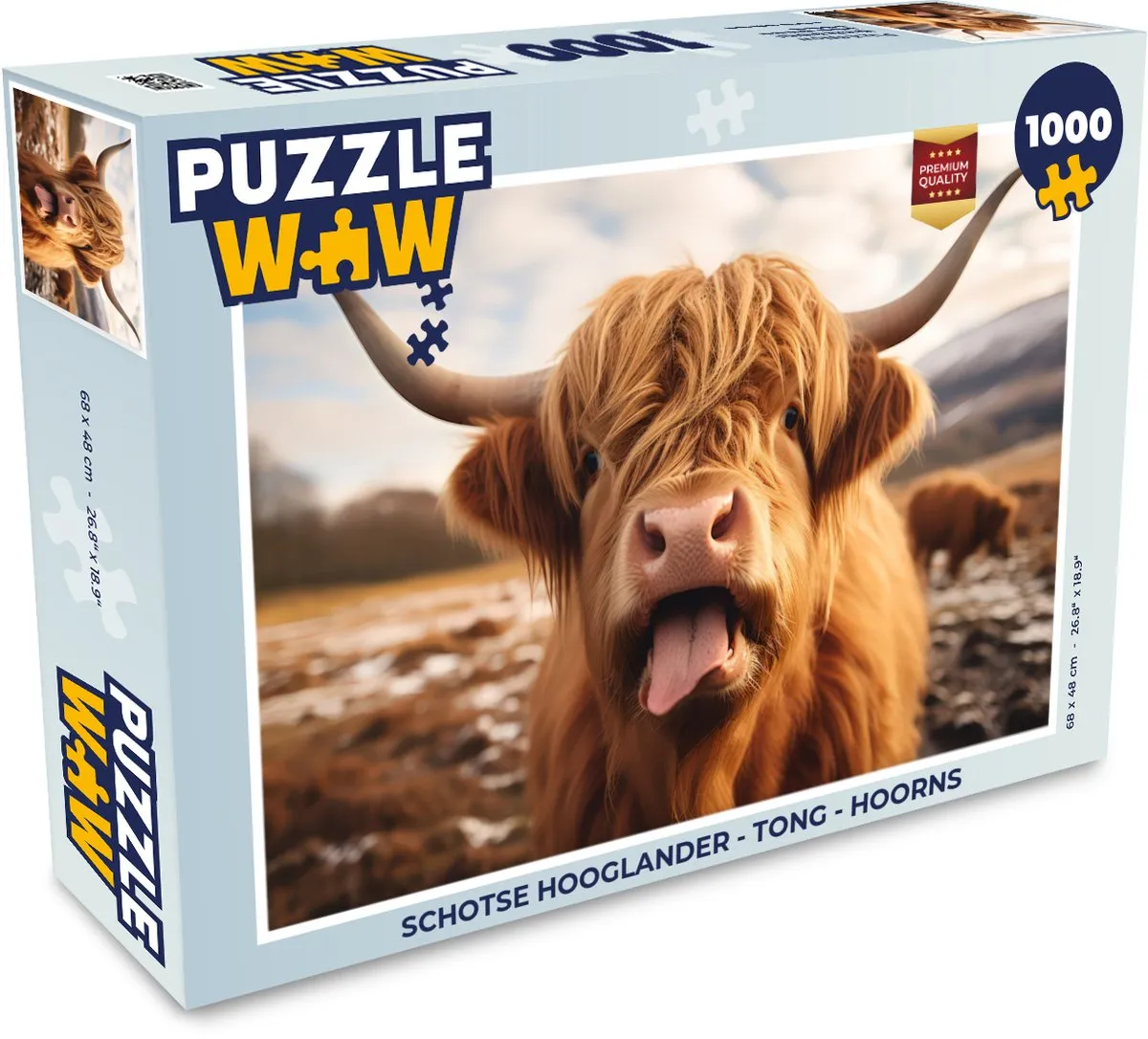 PuzzleWow Schotse Hooglander Tong Hoorns Puzzle 500 Stuks