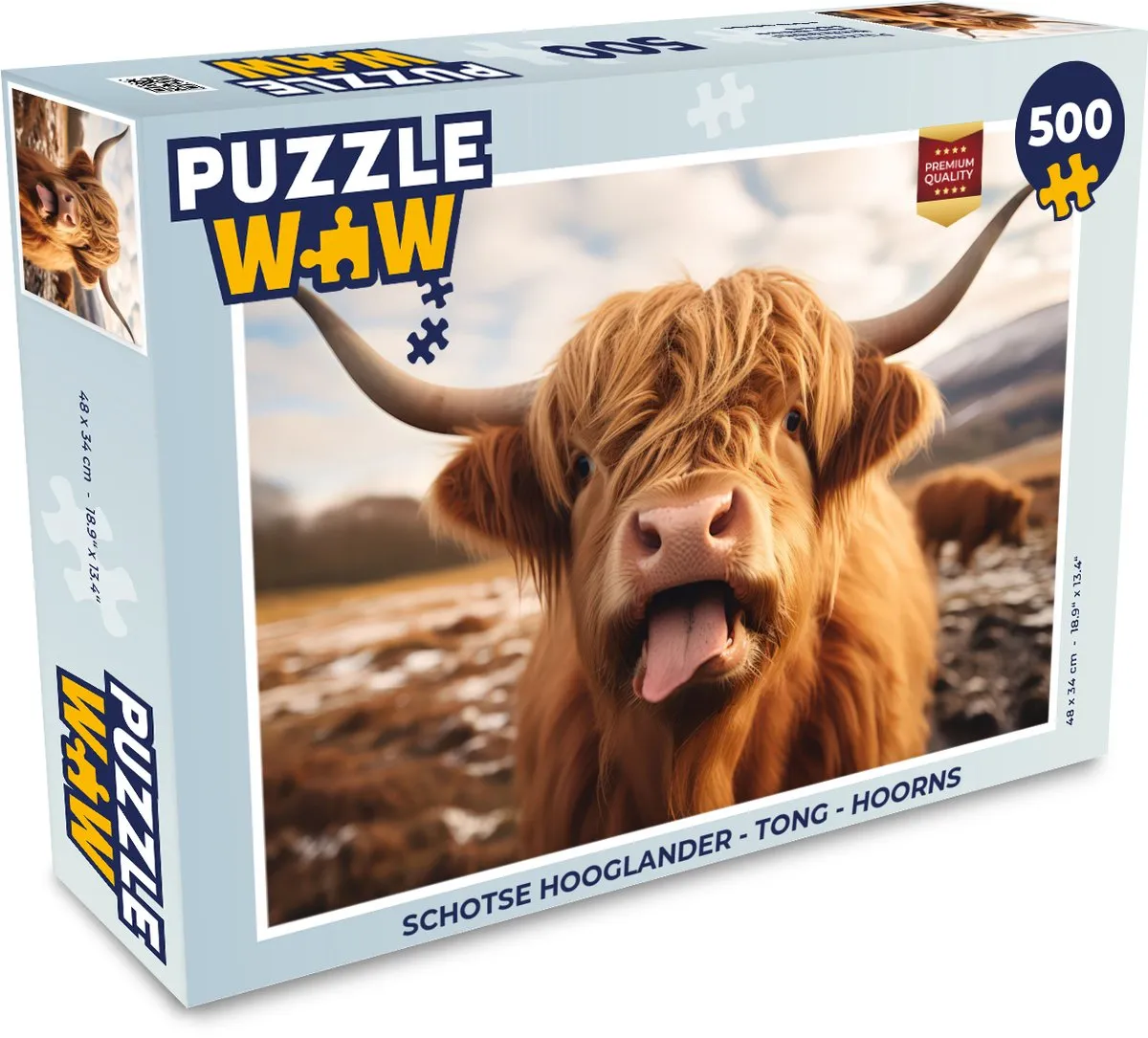 PuzzleWow Schotse Hooglander Tong Hoorns Puzzle 500 Stuks