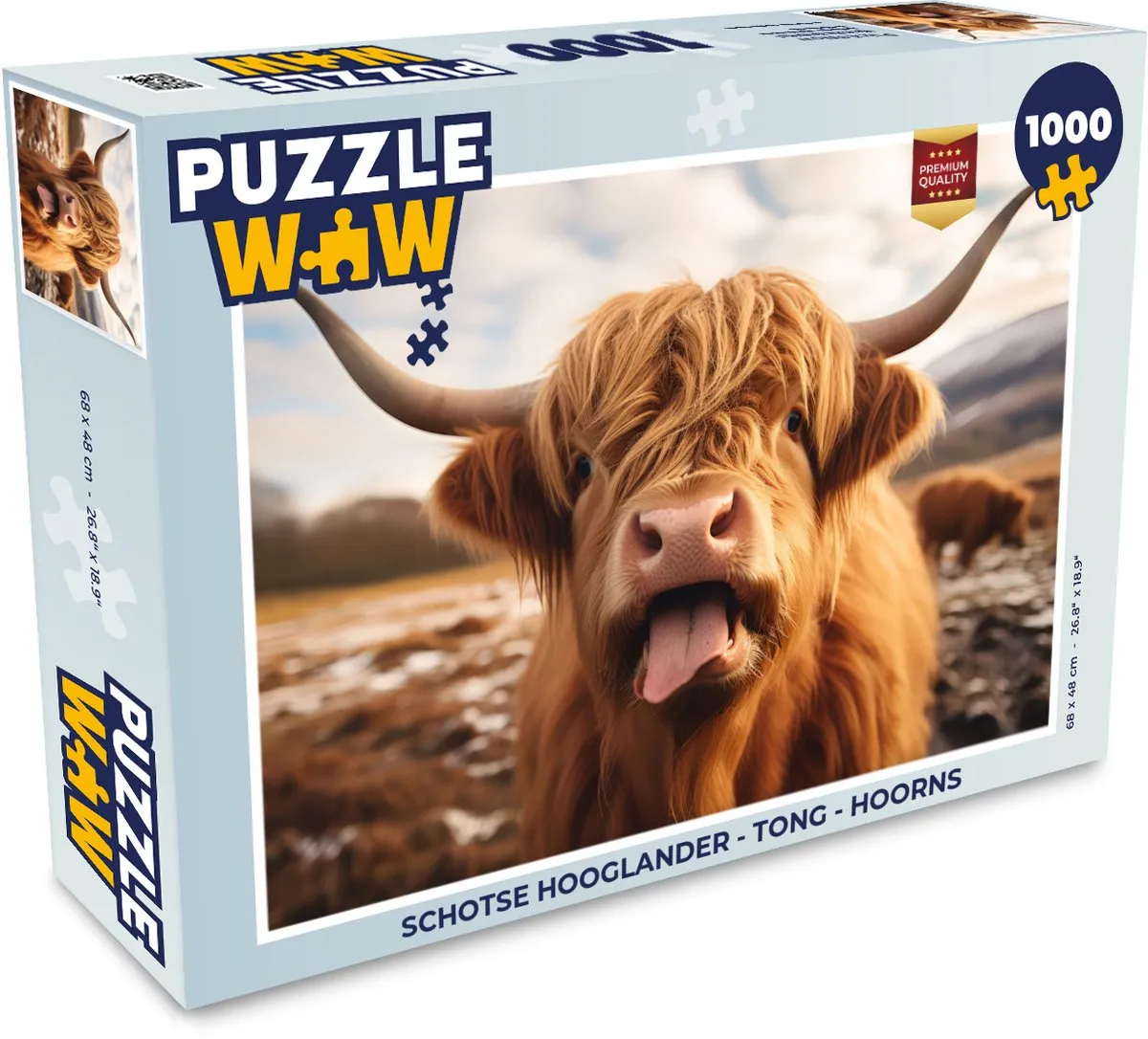 PuzzleWow Schotse Hooglander Tong Hoorns Puzzle 500 Stuks