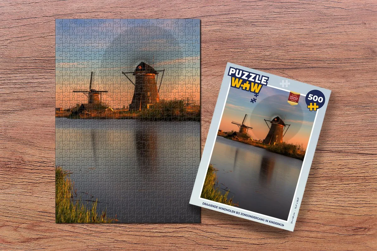 PuzzleWow Kinderkijk Draaiende Windmolen Legpuzzel 500 Stuks - Multicolor
