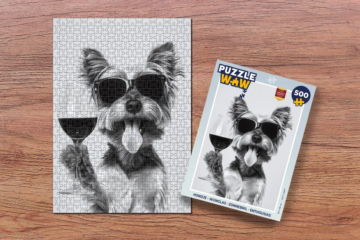 PuzzleWow Hondje Wijnglas Legpuzzel 500 Stuks - MPN 8721414231621