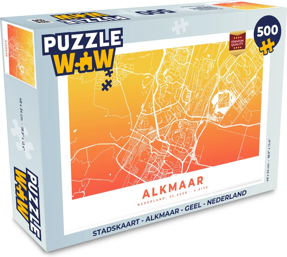 PuzzleWow Stadskaart Alkmaar Legpuzzel 500 Stuks