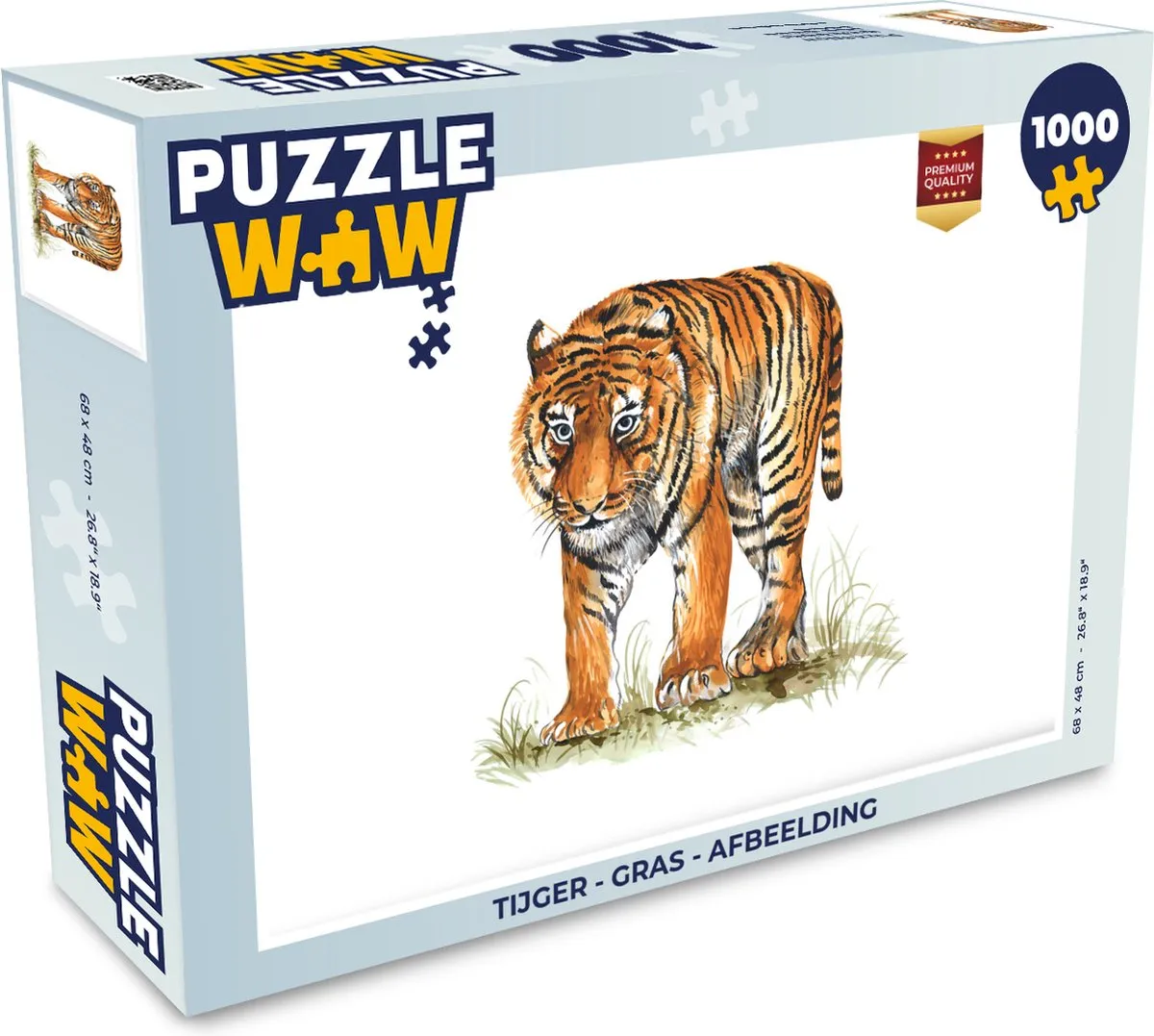 PuzzleWow Tijger Gras Legpuzzel 1000 Stuks - Multicolor