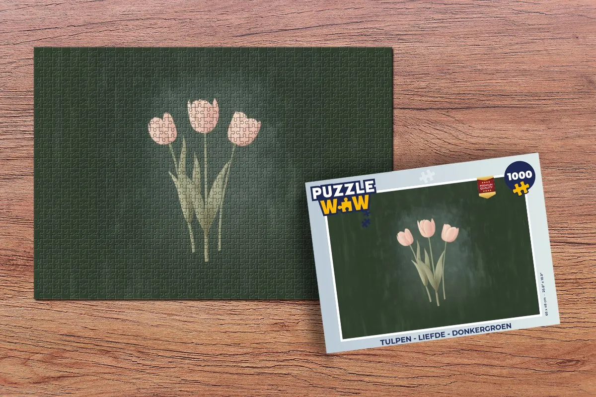 PuzzleWow Tulpen Liefde Legpuzzel 1000 Stuks - Donkergroen