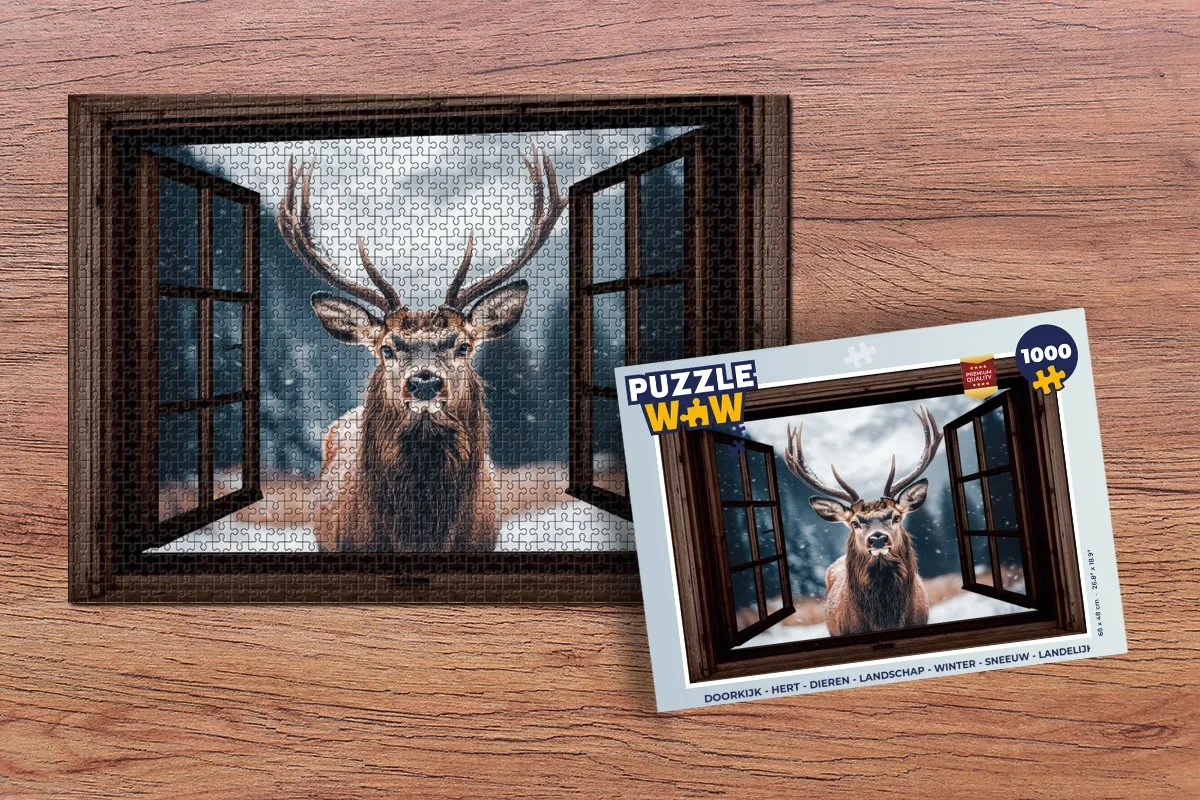 PuzzleWow Doorkijk Hert Legpuzzel 1000 Stuks - Natuur
