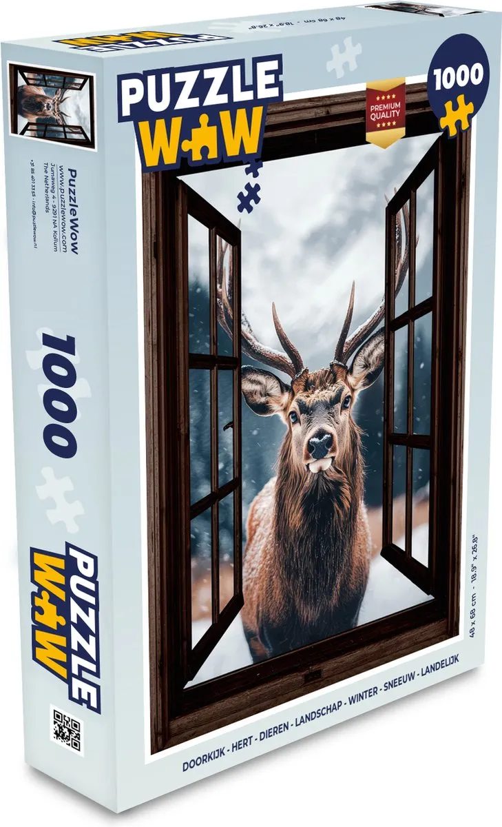 PuzzleWow Doorkijk Hert Legpuzzel 1000 Stuks - Natuur