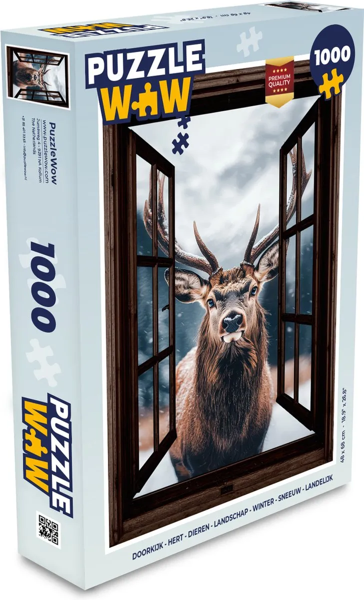 PuzzleWow Doorkijk Hert Legpuzzel 1000 Stuks